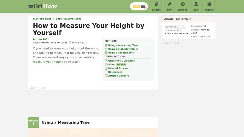 Measure my height Landing Page