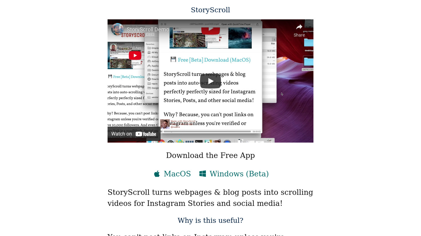 StoryScroll Landing page