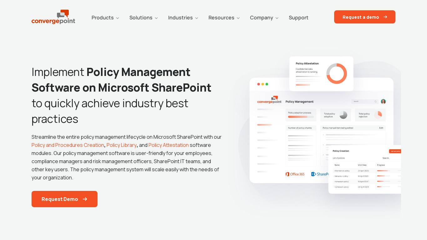 ConvergePoint Policy Management Landing page