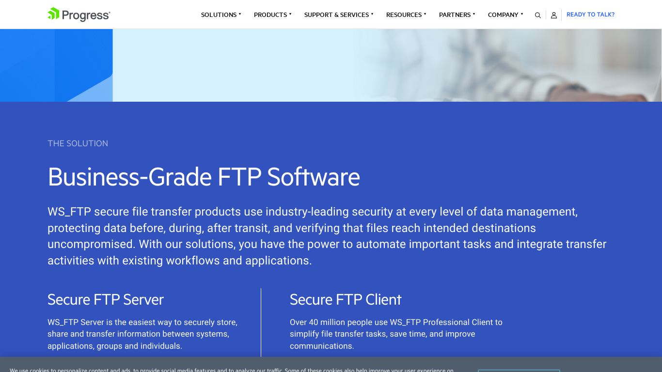 Progress WS_FTP Landing page