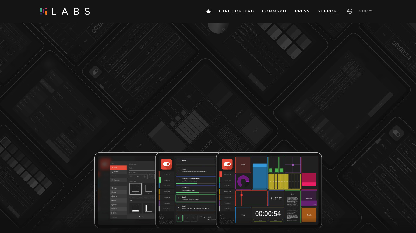 LABS Ctrl for iPad Landing page
