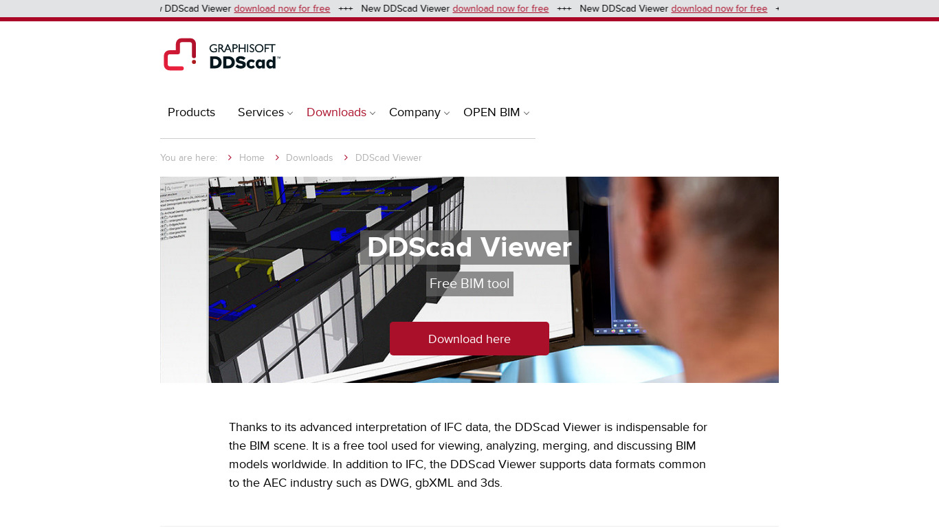 DDS-CAD Viewer Landing page