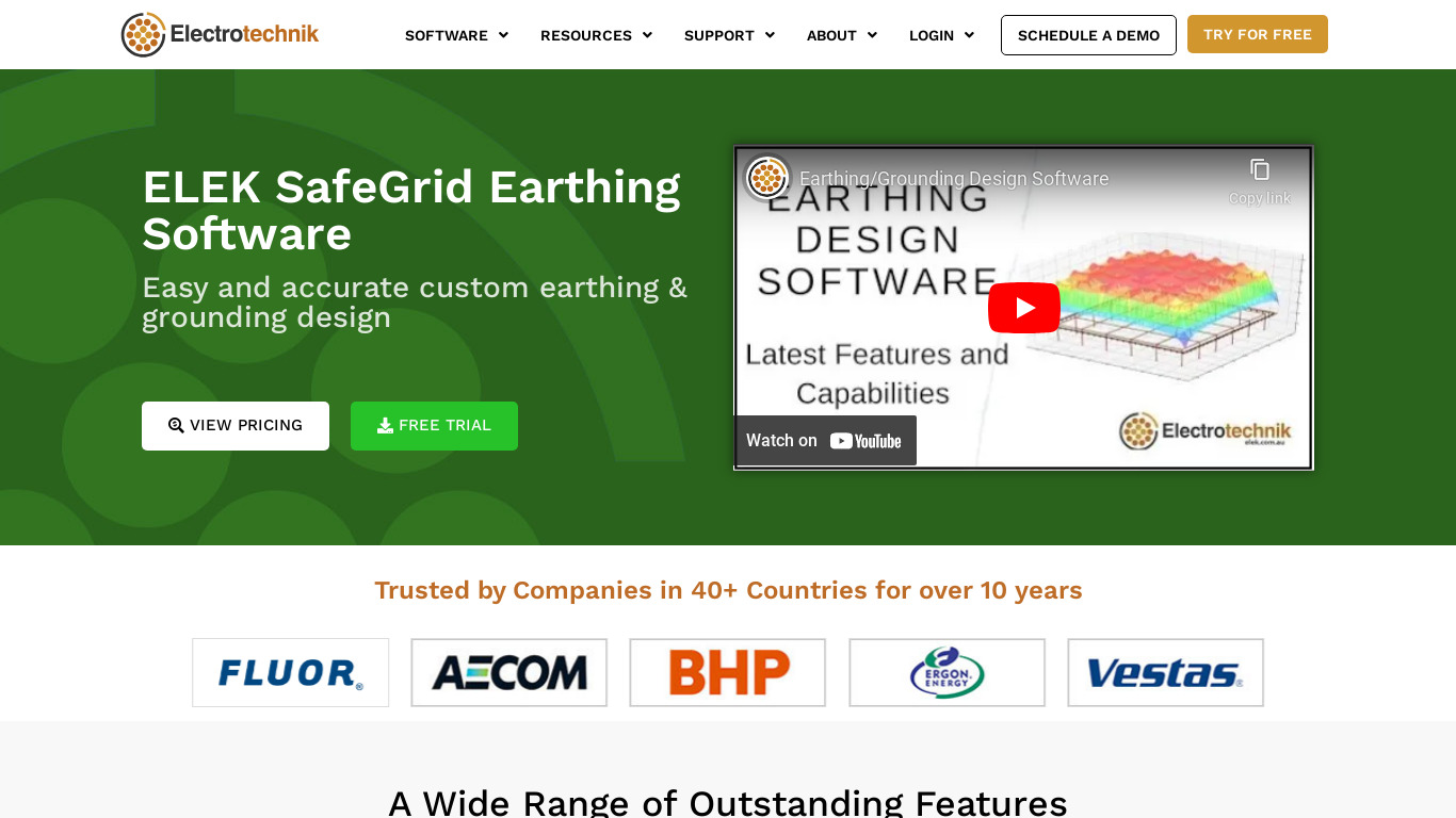 Electrotechnik SafeGrid Earthing Landing page