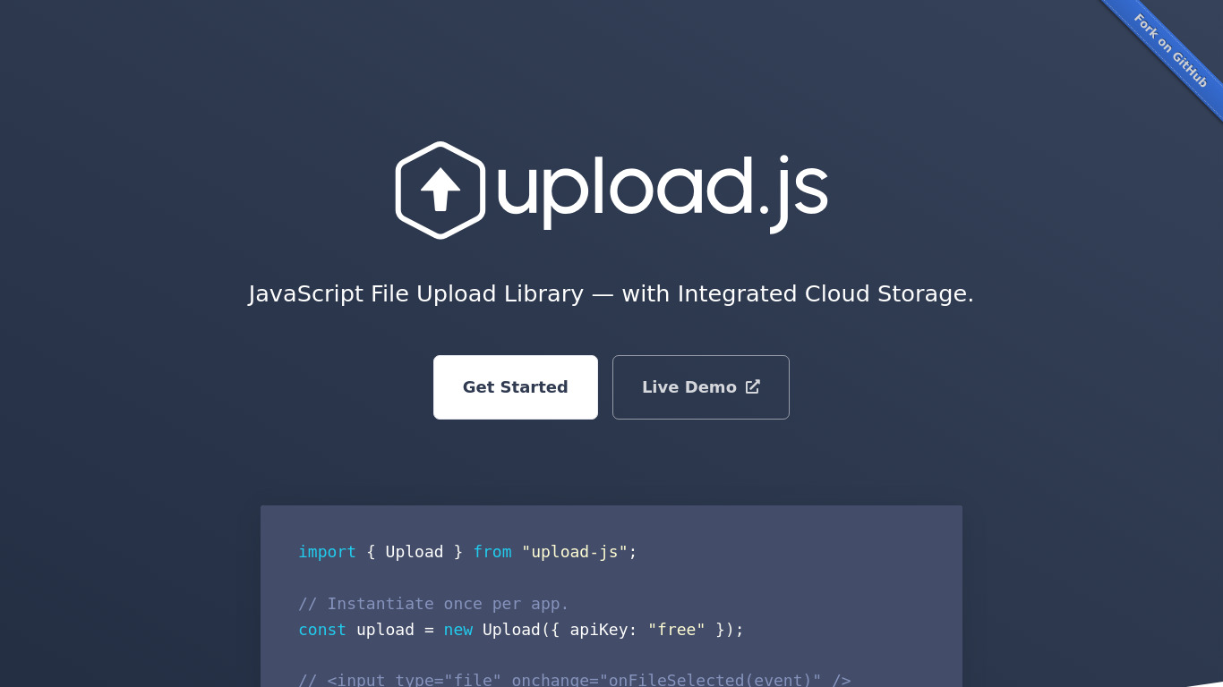 Upload.js Landing page