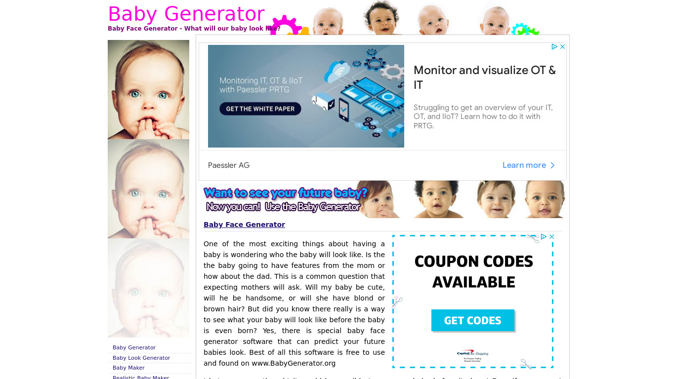 Your Future Baby Face generator Landing page