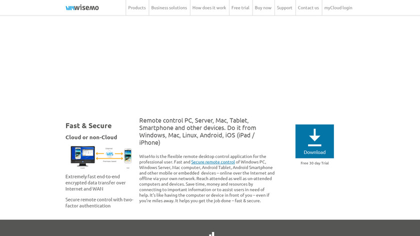 WiseMo Remote Desktop Landing Page