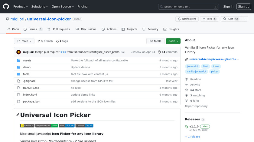 Universal Icon Picker Landing Page