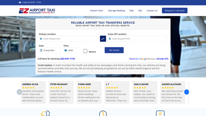 Easy Airport Taxi UK Landing Page