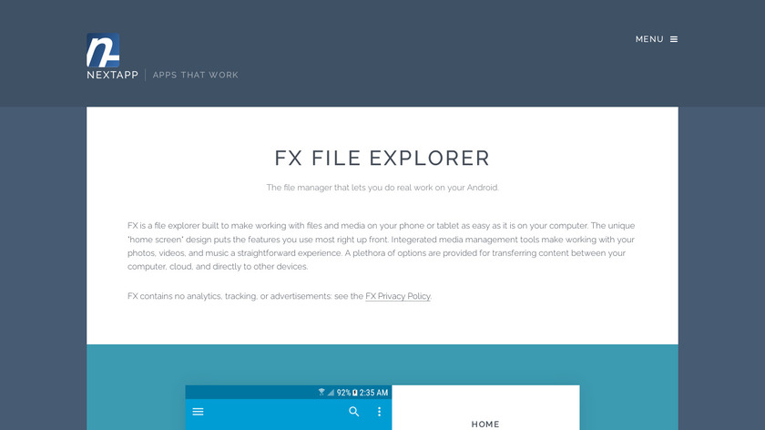 FX File Explorer Landing Page