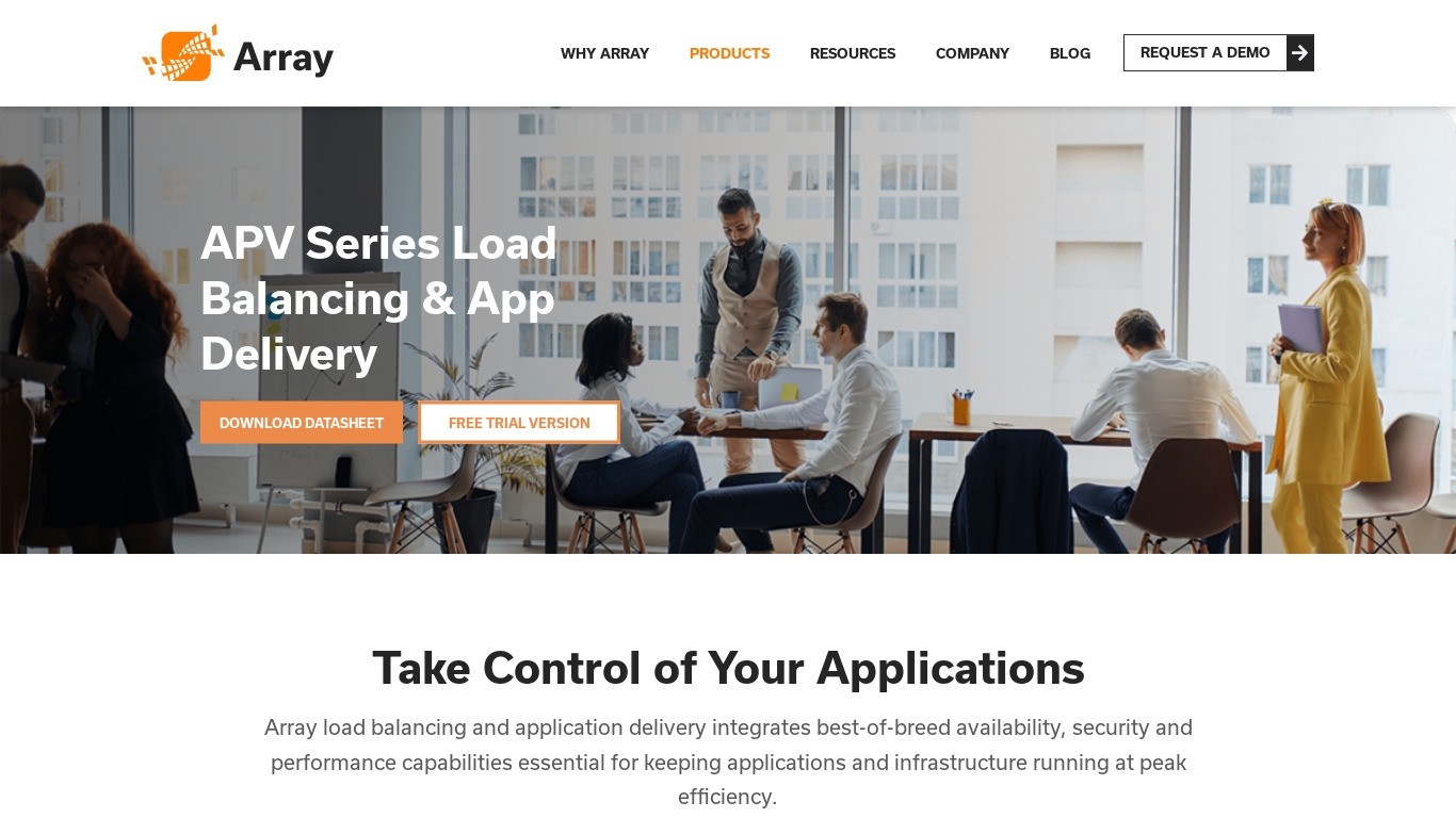 Array APV Series Landing page