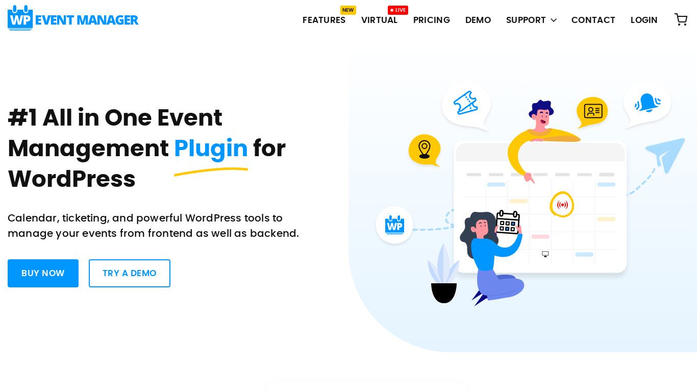 WP Event Manager Landing page