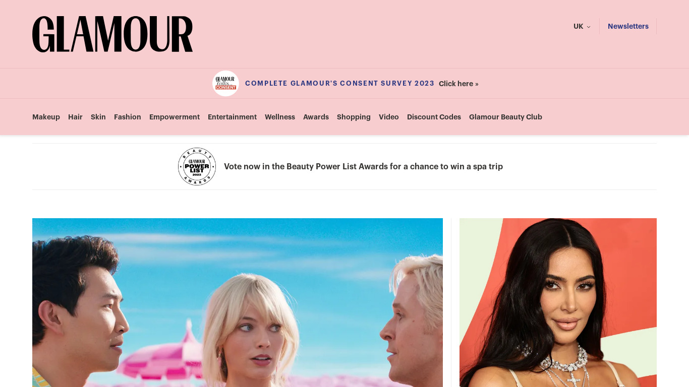 Glamour Magazine Landing page