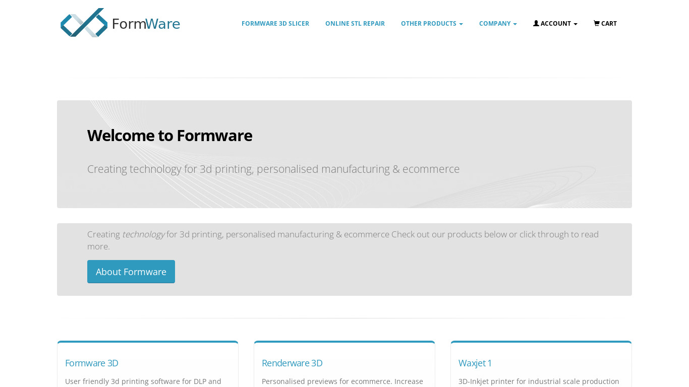 Formware 3D Landing page