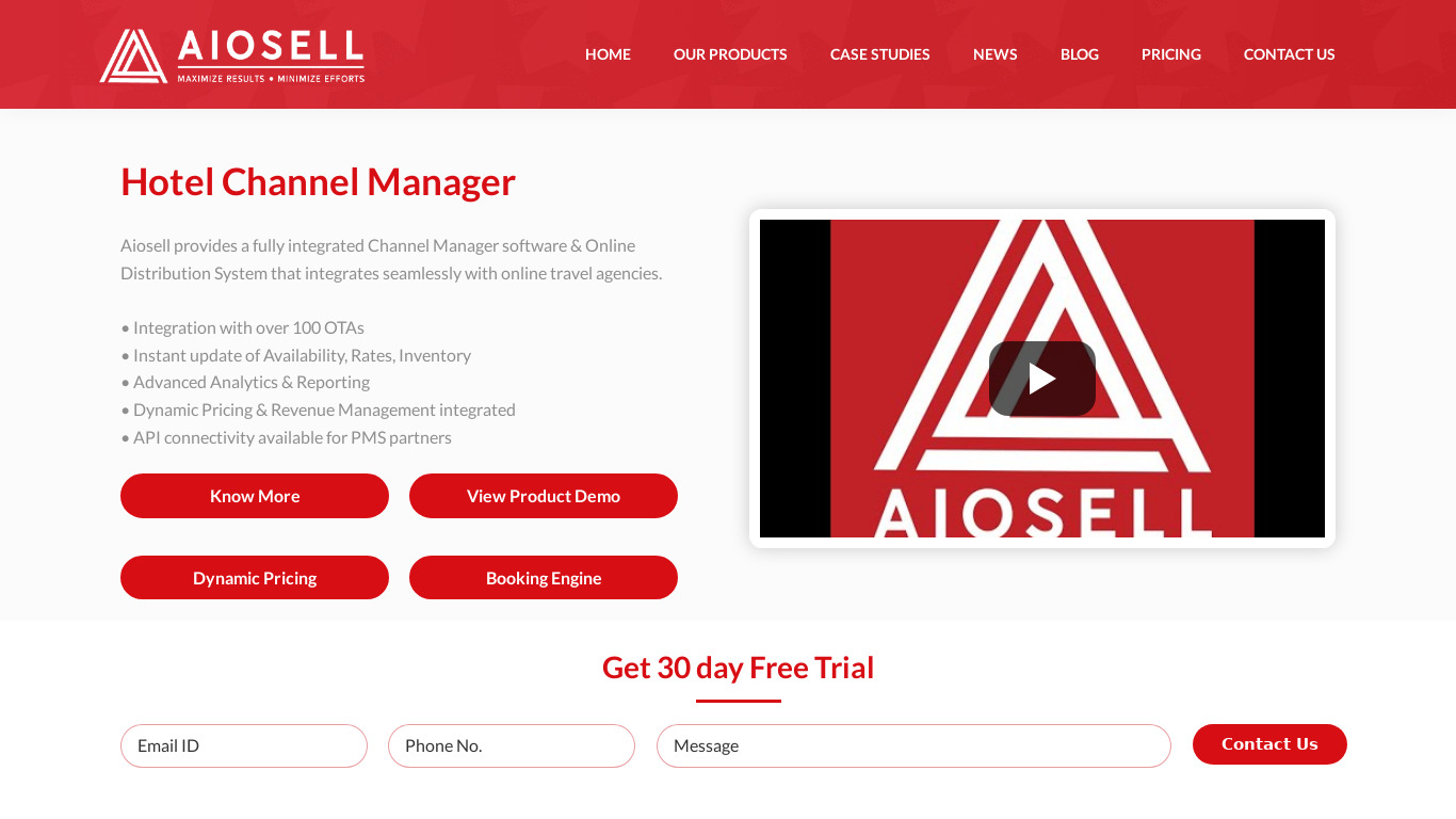 Aiosell Channel Manager Landing page