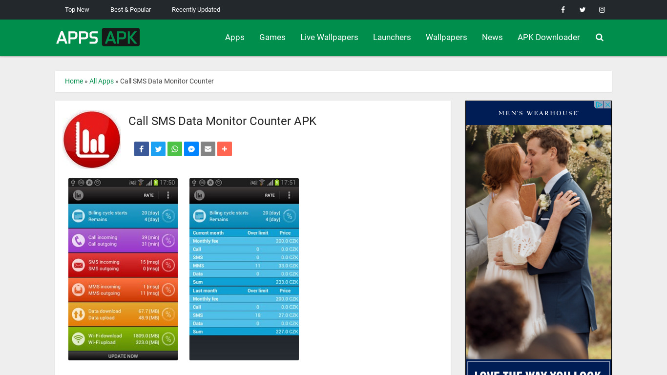 Call SMS Data Monitor Counter Landing page