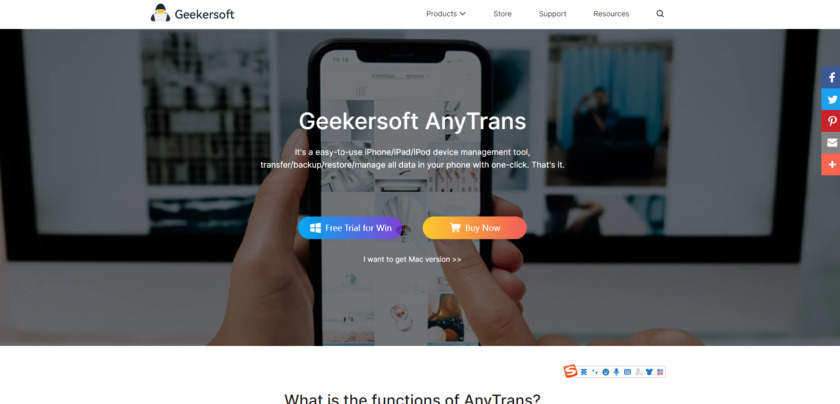 Geekersoft AnyTrans Landing Page
