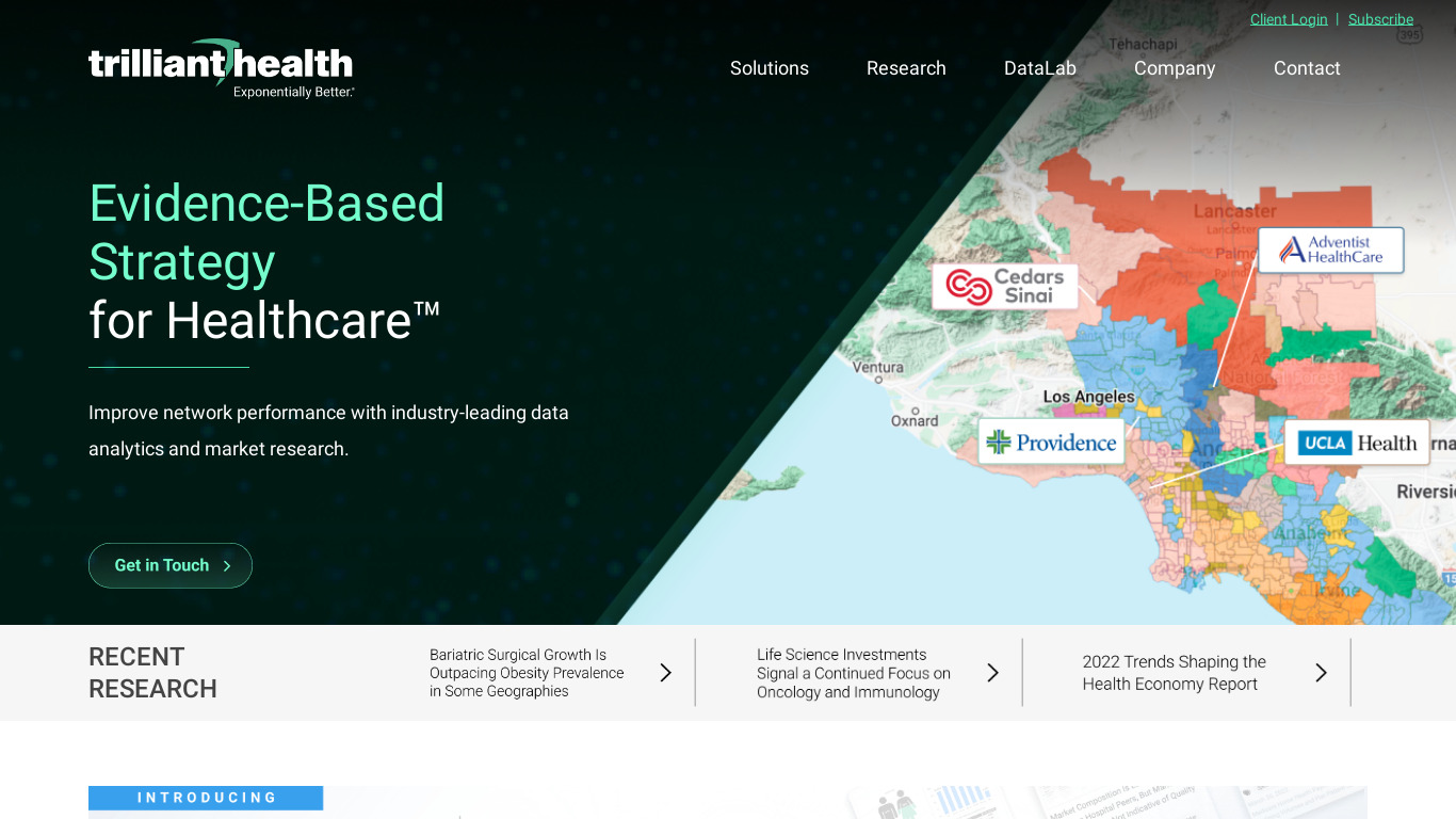 Trilliant Health Landing page