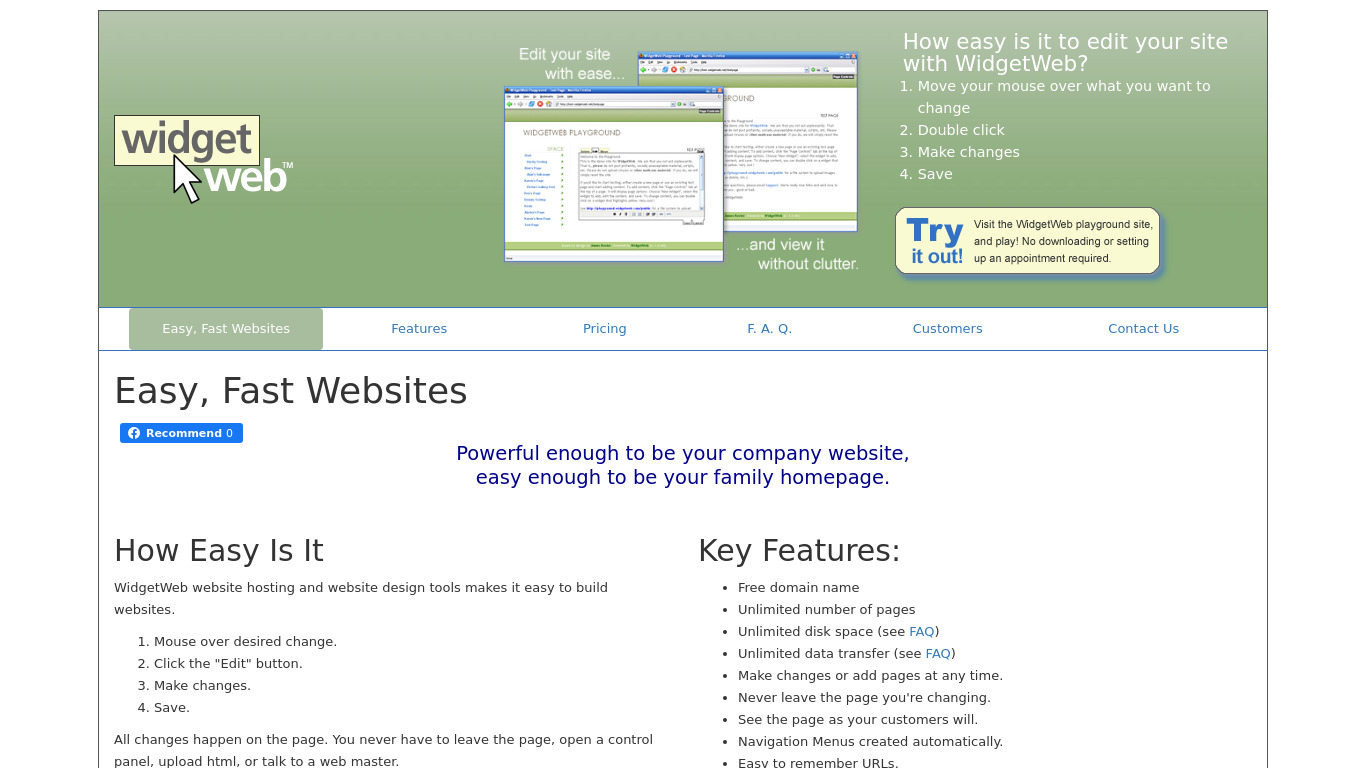 Widget Web Landing page