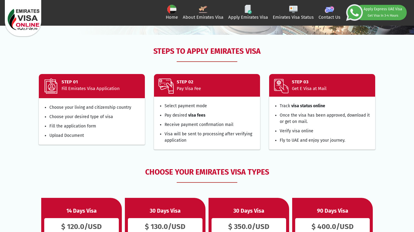 EmiratesVisa.org Landing page