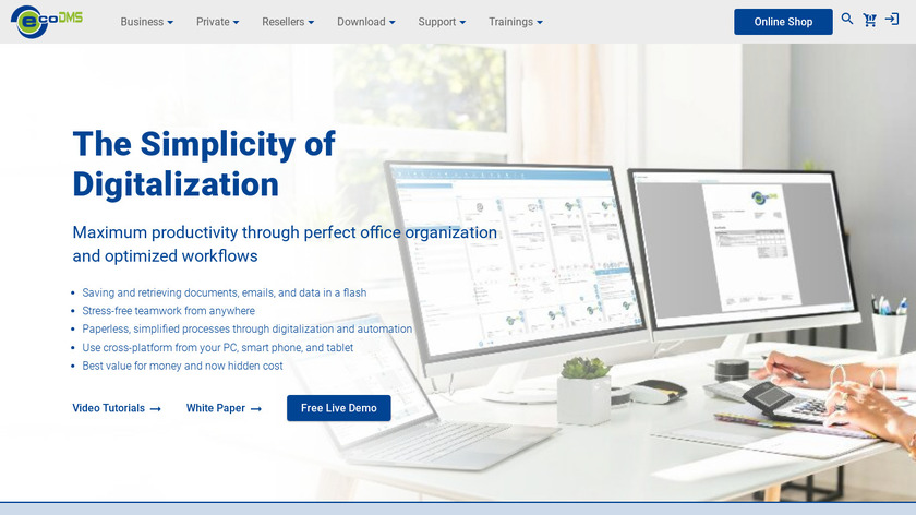 ecoDMS Landing Page