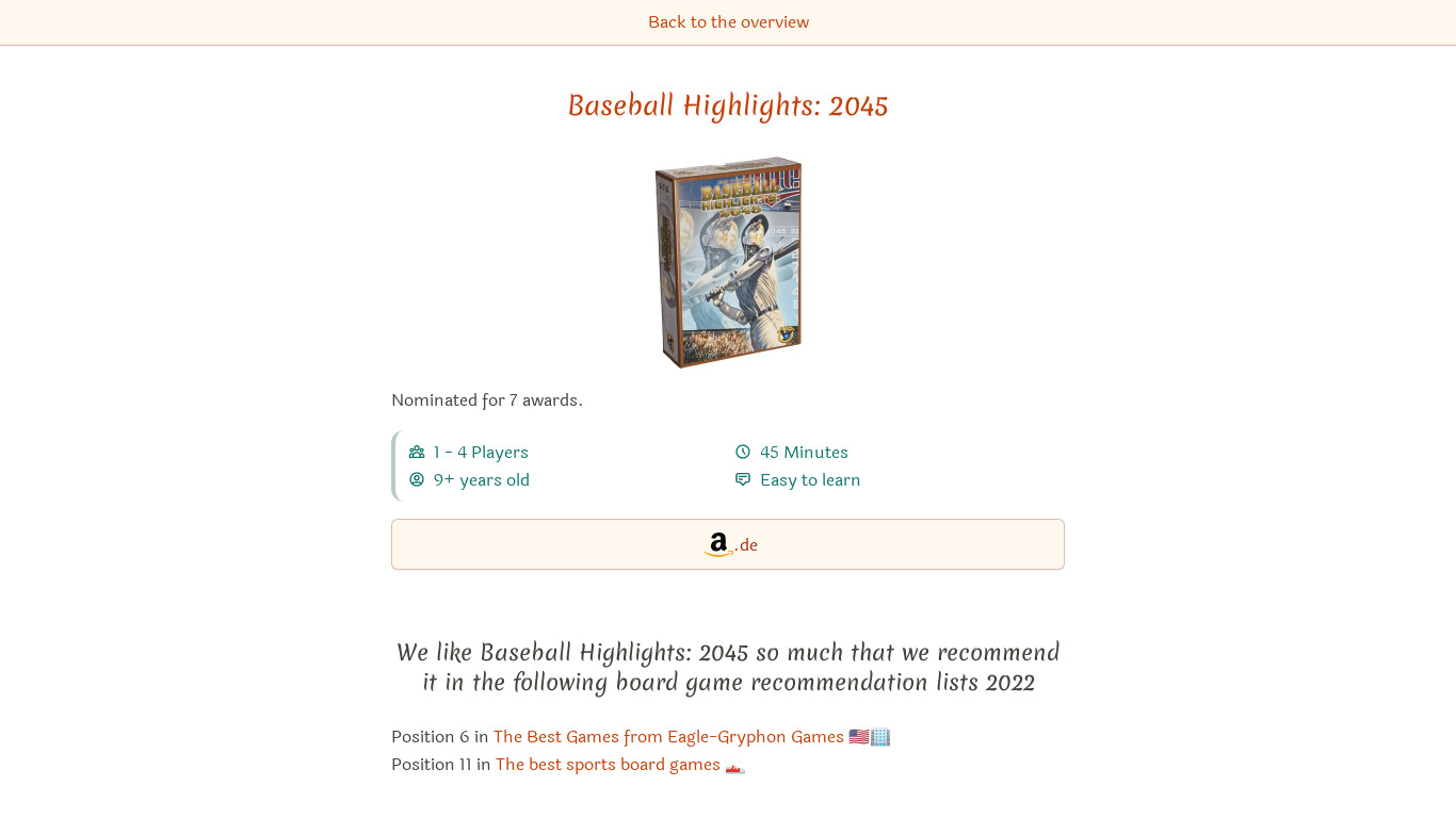 Baseball Highlights 2045 Landing page