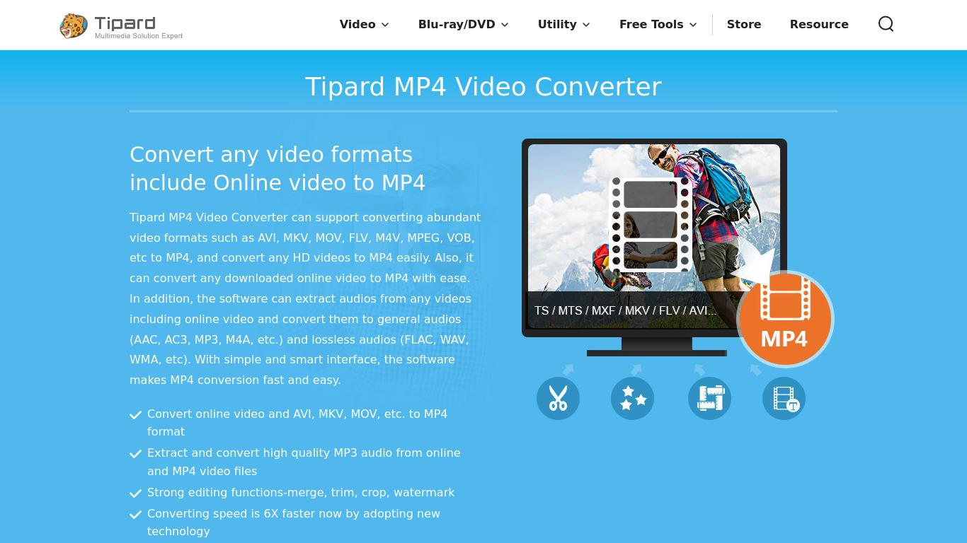 Tipard MP4 Video Converter Landing page