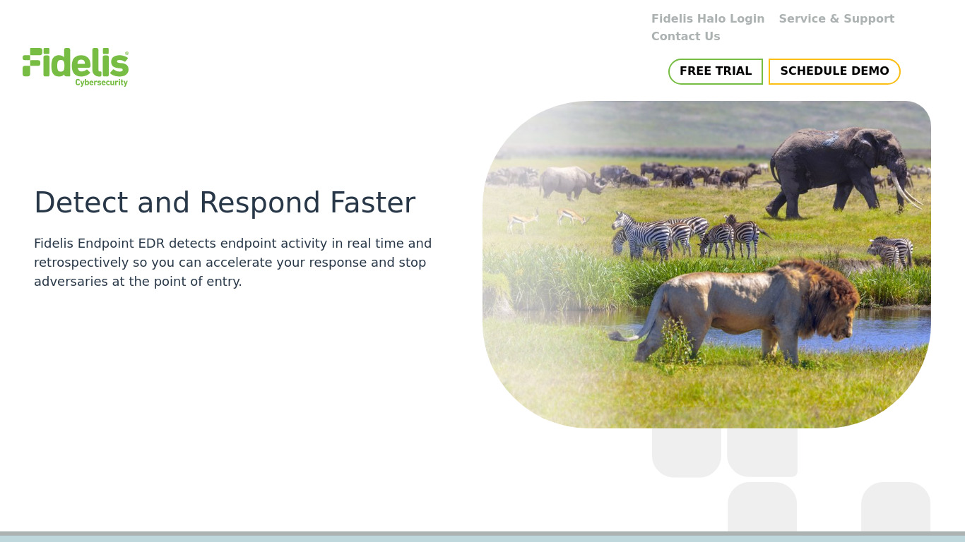 Fidelis Endpoint Landing page