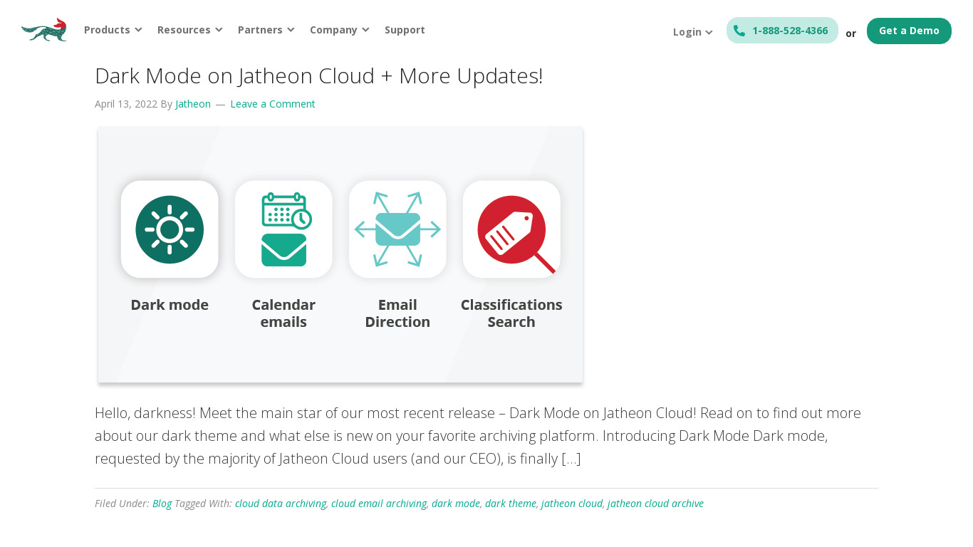 Jatheon Cloud Email Archiving Landing page