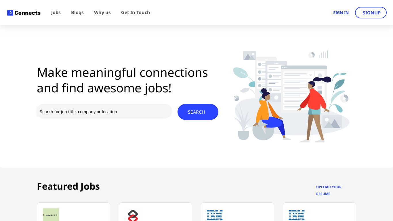 Happy Connects Landing page