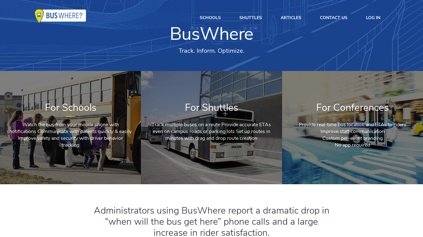 BusWhere Landing page