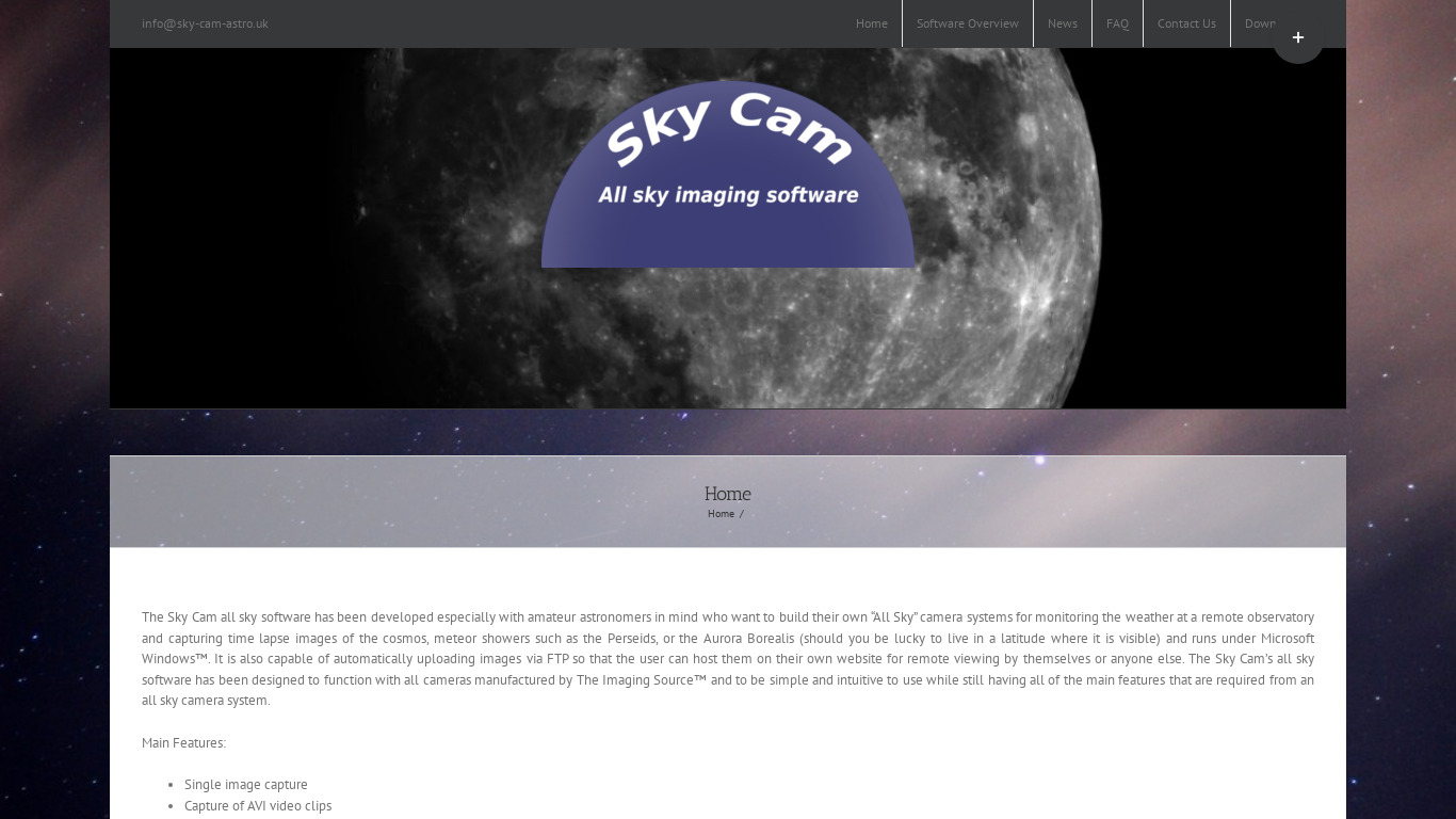 Sky Cam Landing page
