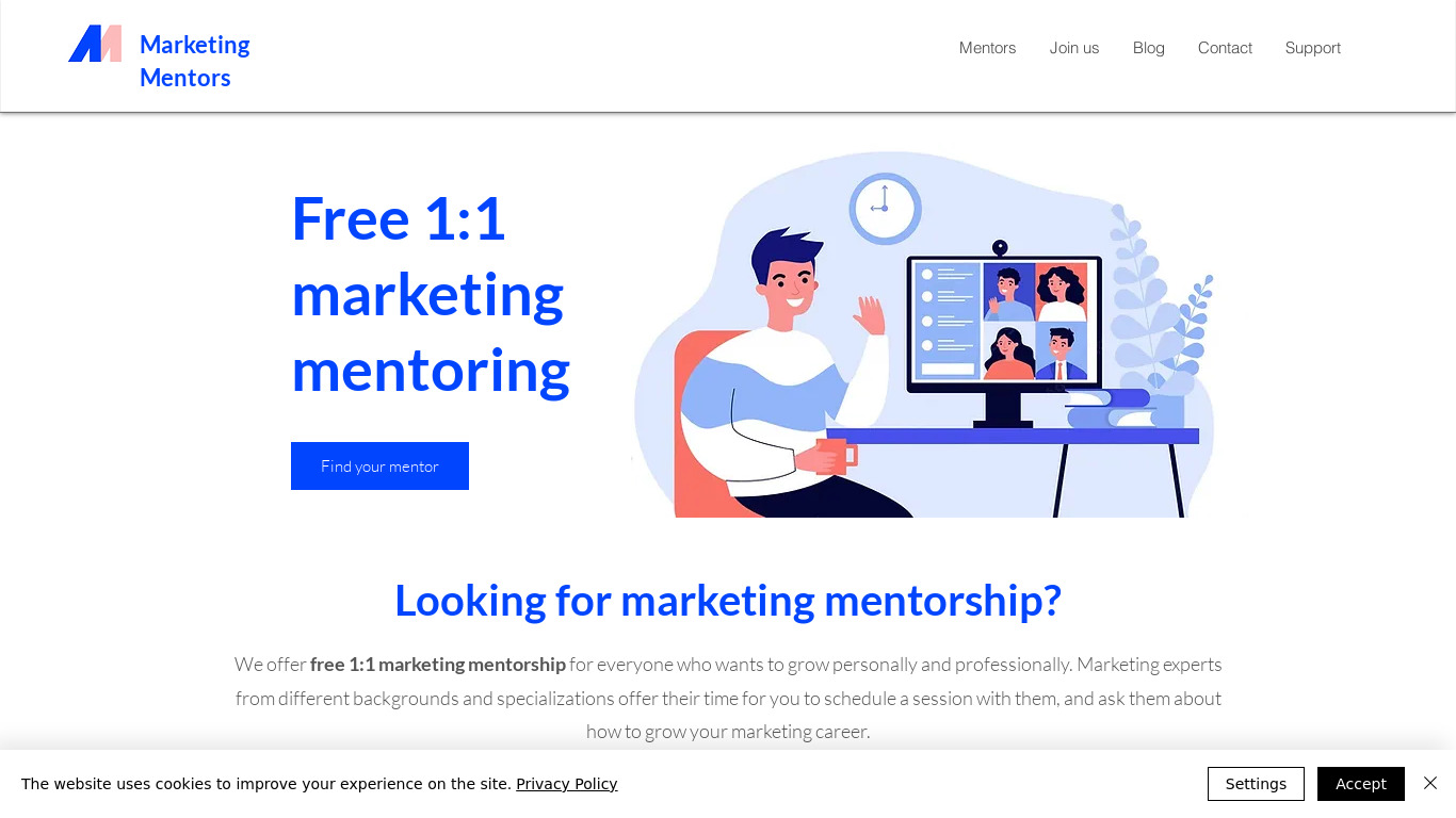 Marketing Mentors Landing page
