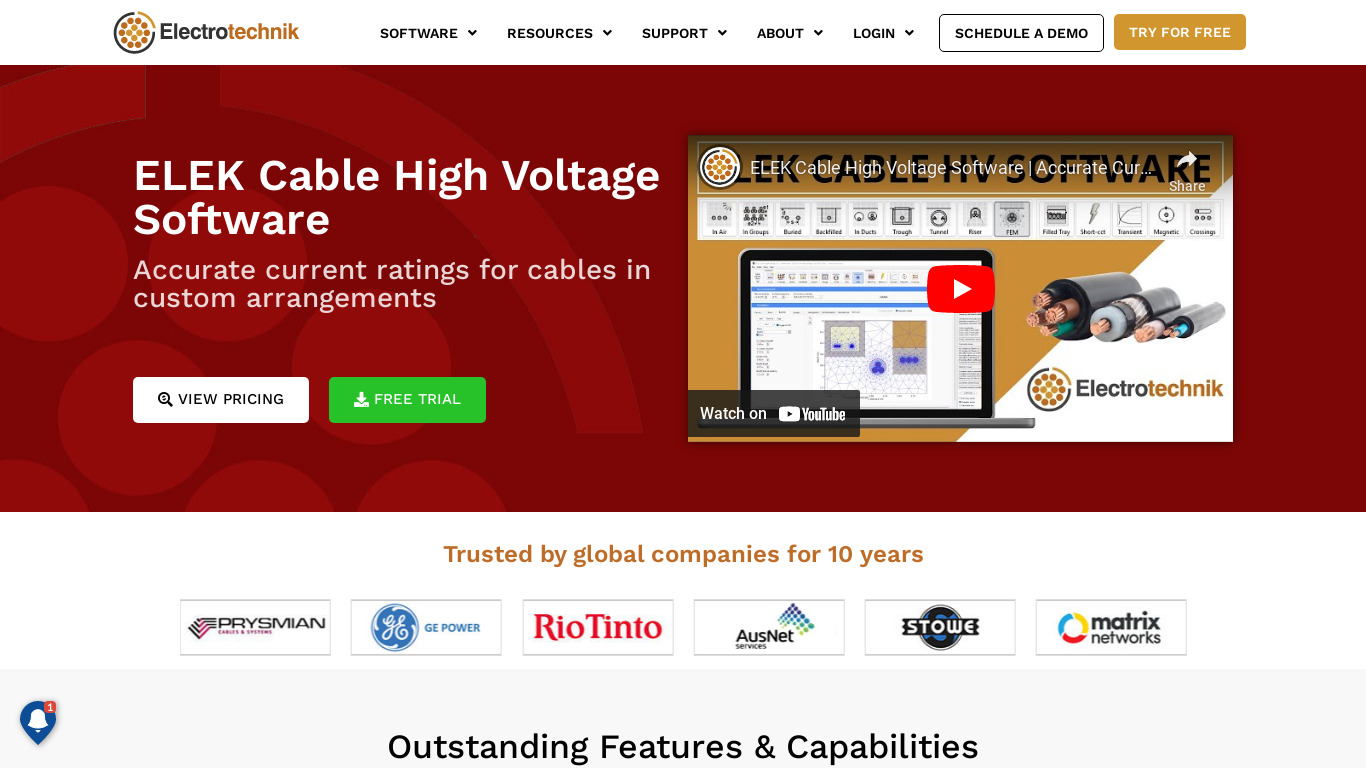 Electrotechnik Cable High Voltage Landing page