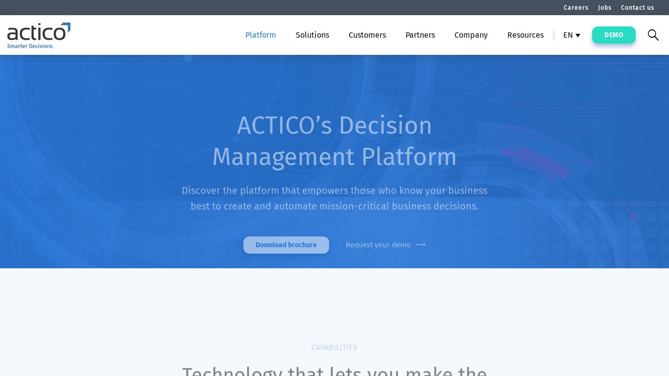 ACTICO Platform Landing page