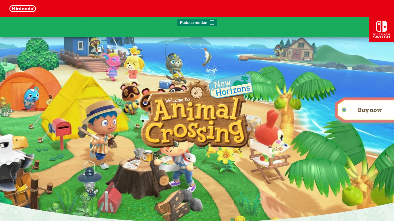 Animal Crossing: New Horizons Landing page