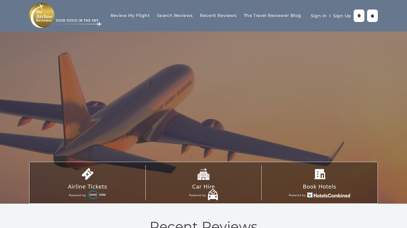 Wow Airline Reviews Landing page