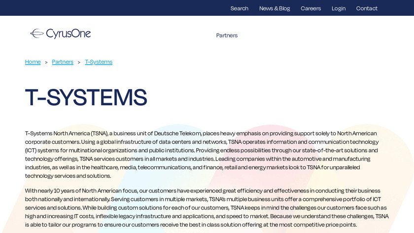 T-Systems Data Center Outsourcing Landing Page
