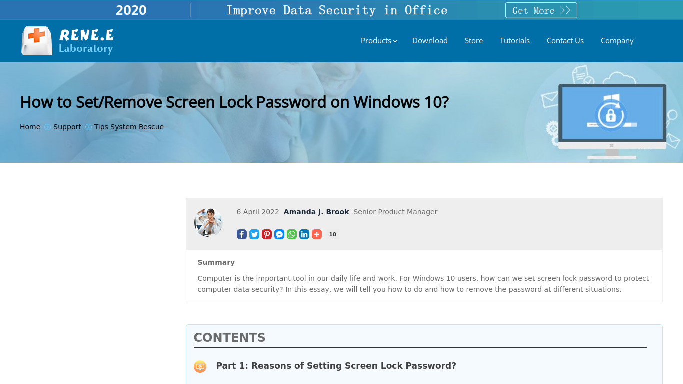 Lock screen password Landing page