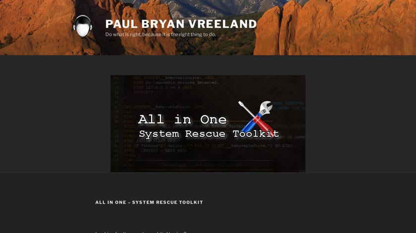 System Rescue Toolkit Landing Page
