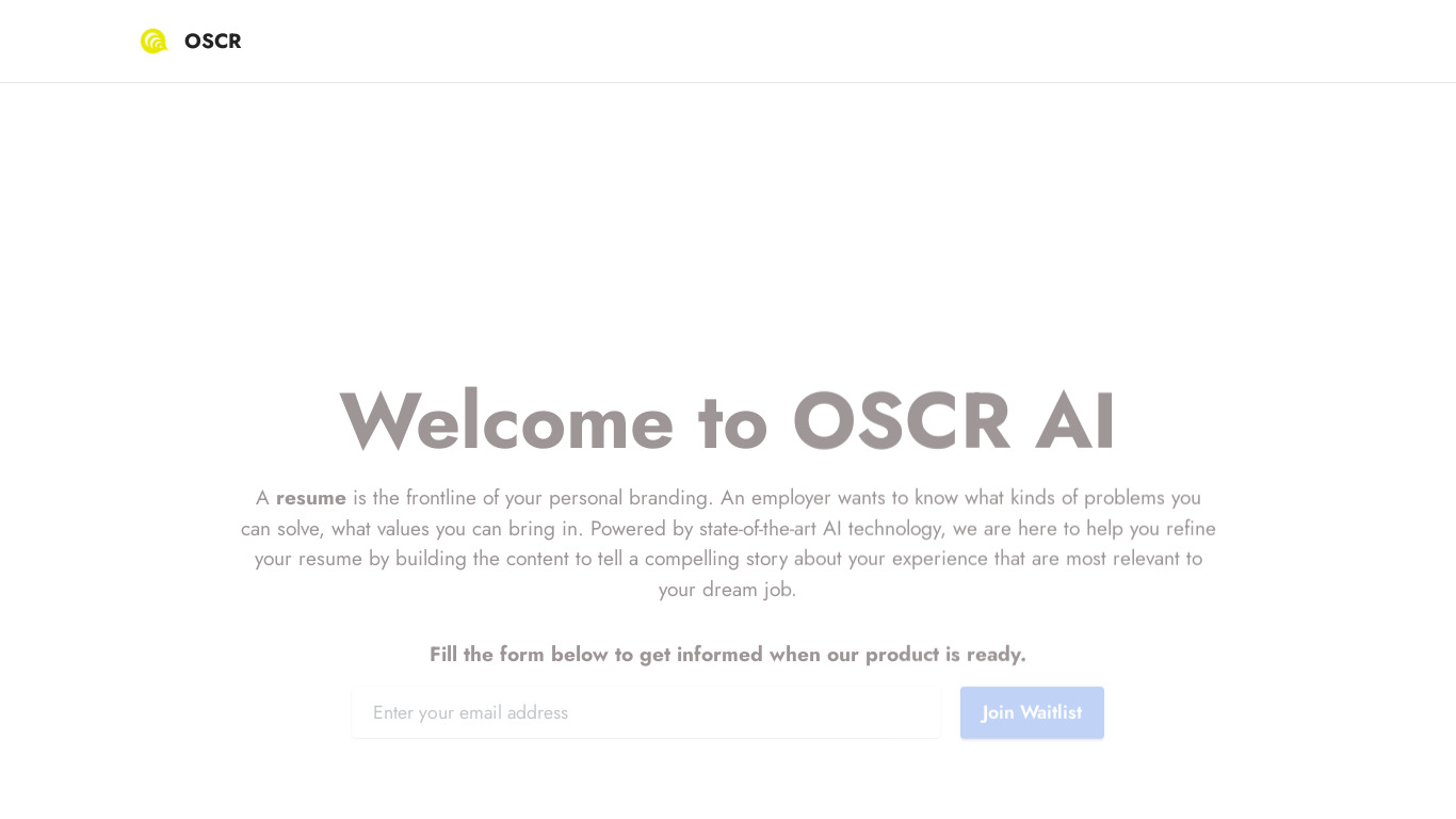 OSCR.AI Landing page