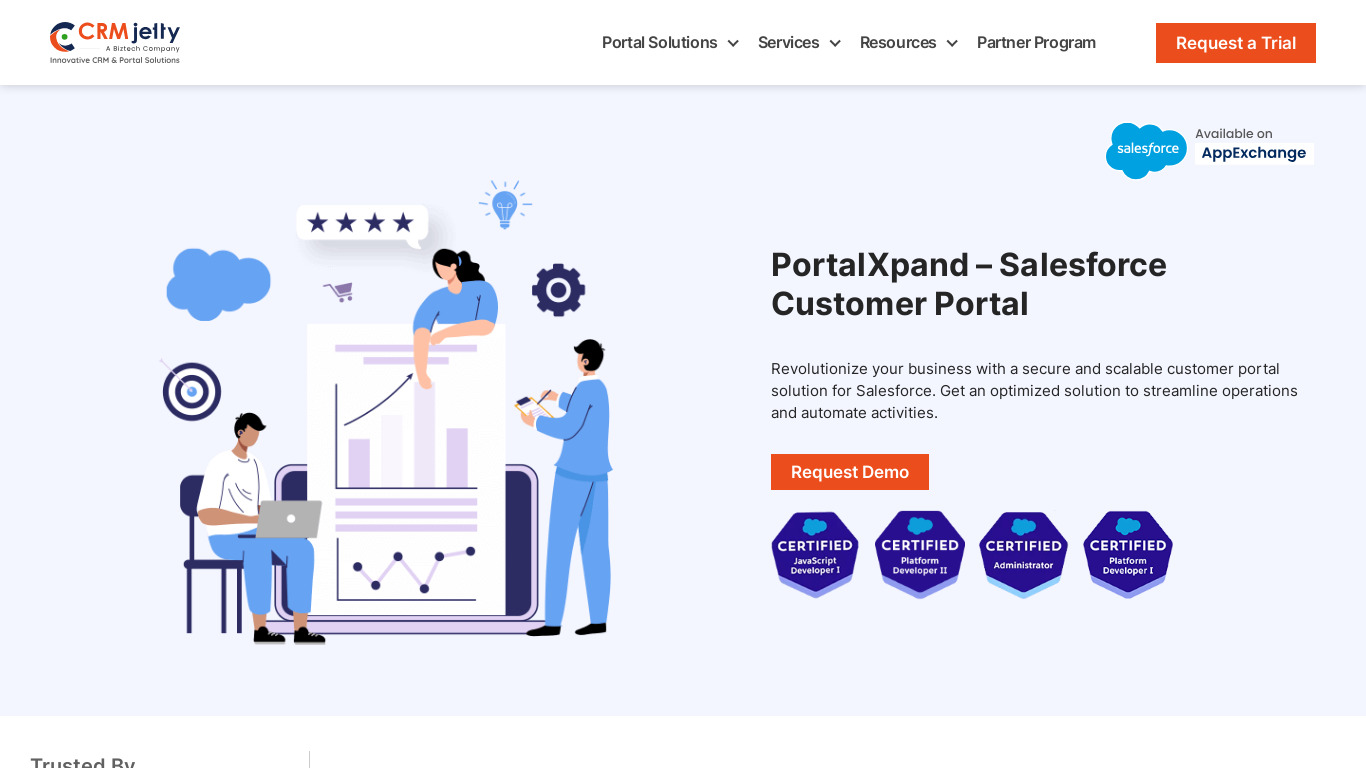 CRMJetty Salesforce Customer Portal Landing page