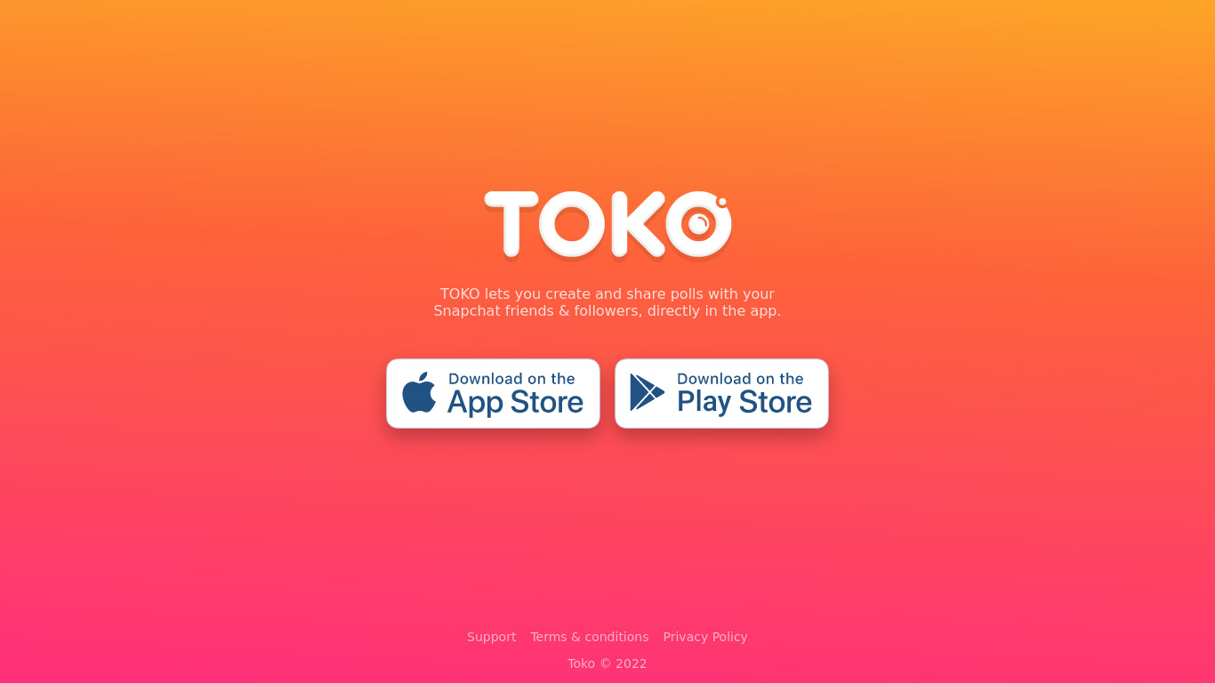TOKO.co Landing page
