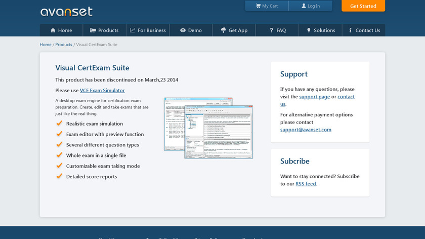 Visual CertExam Suite Landing Page