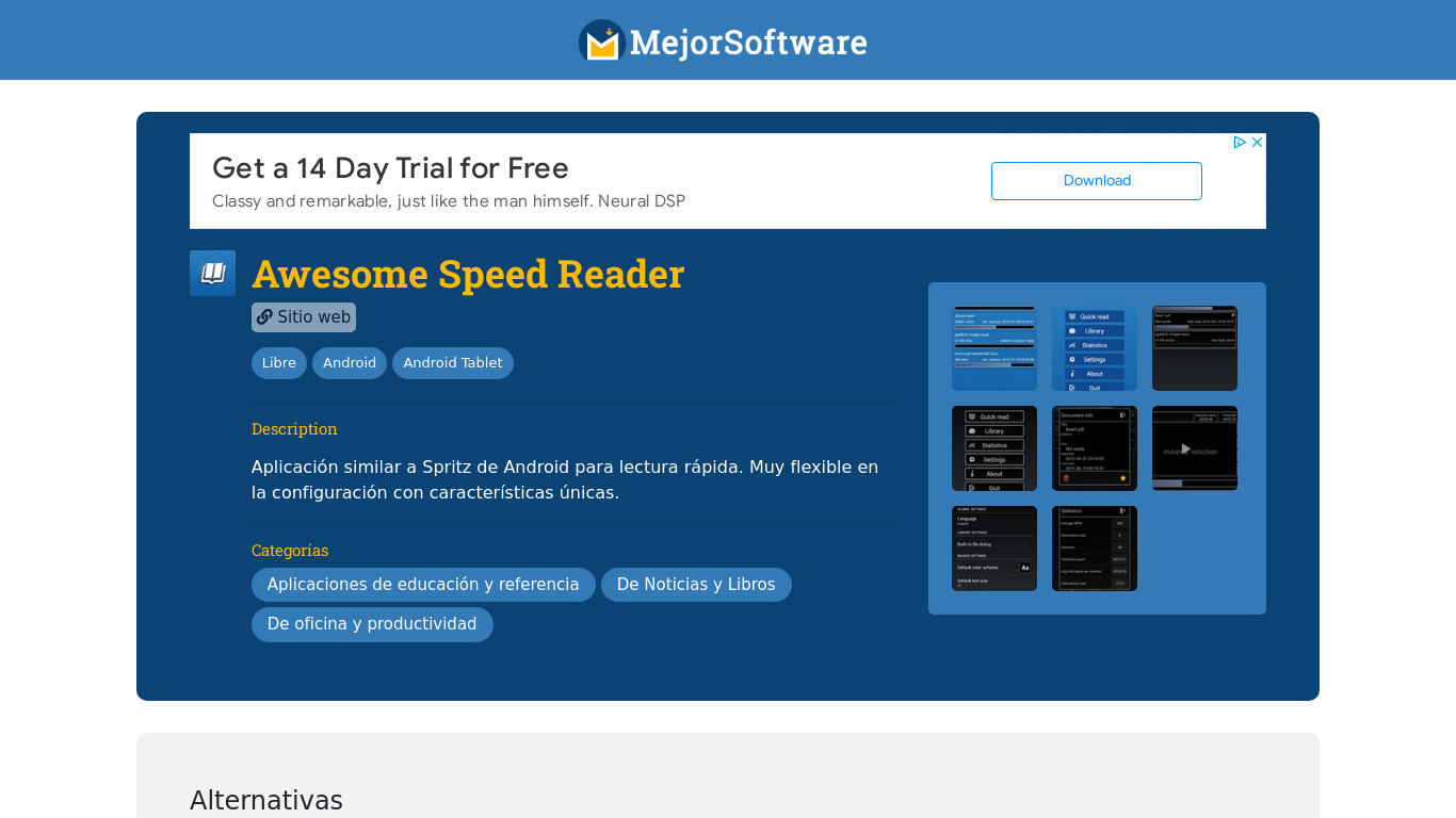 Awesome Speed Reader Landing page