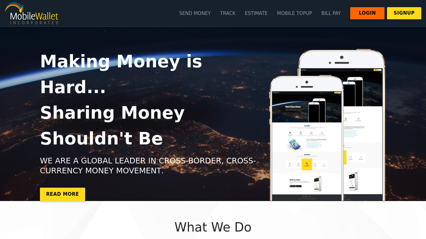 Mobile Wallet Landing page
