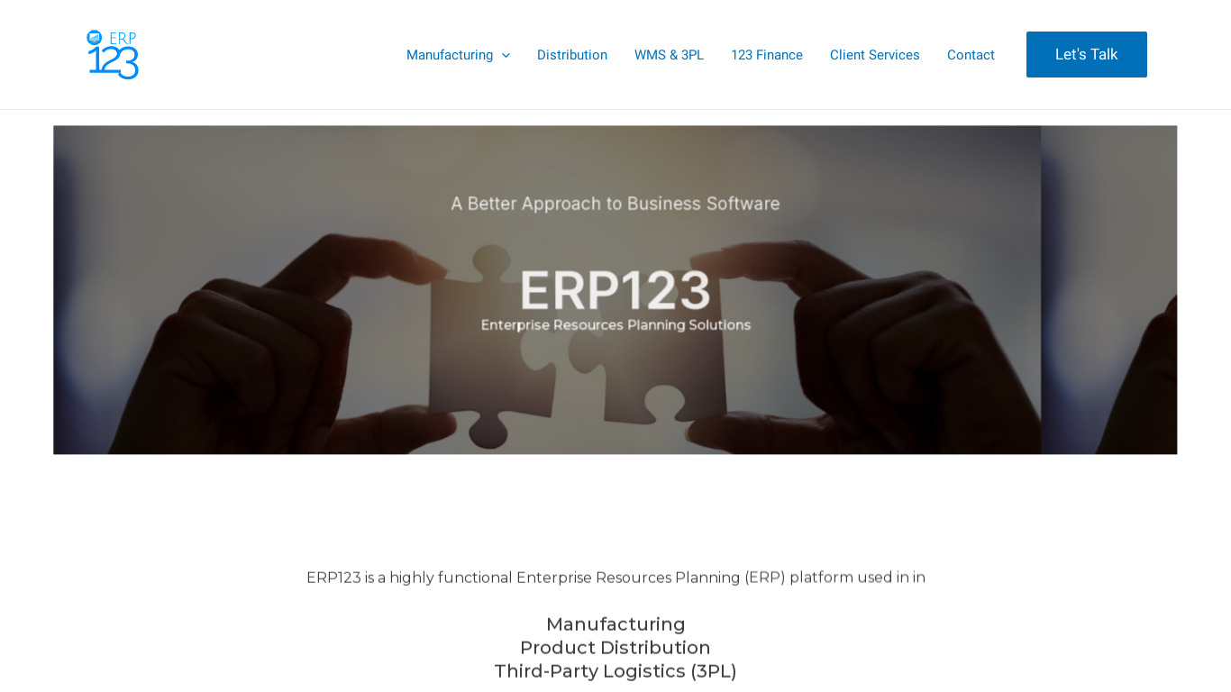 ERP123 Landing page