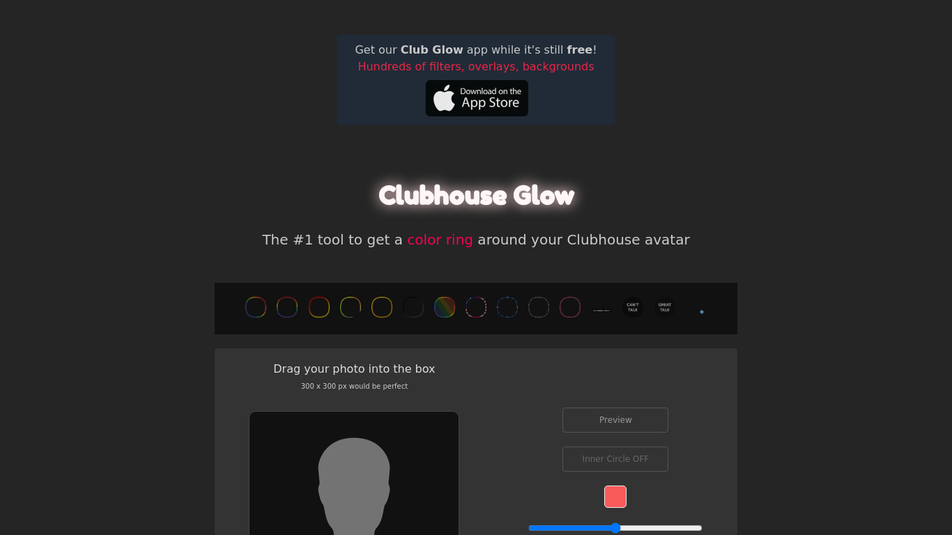 Clubhouse Glow Landing page