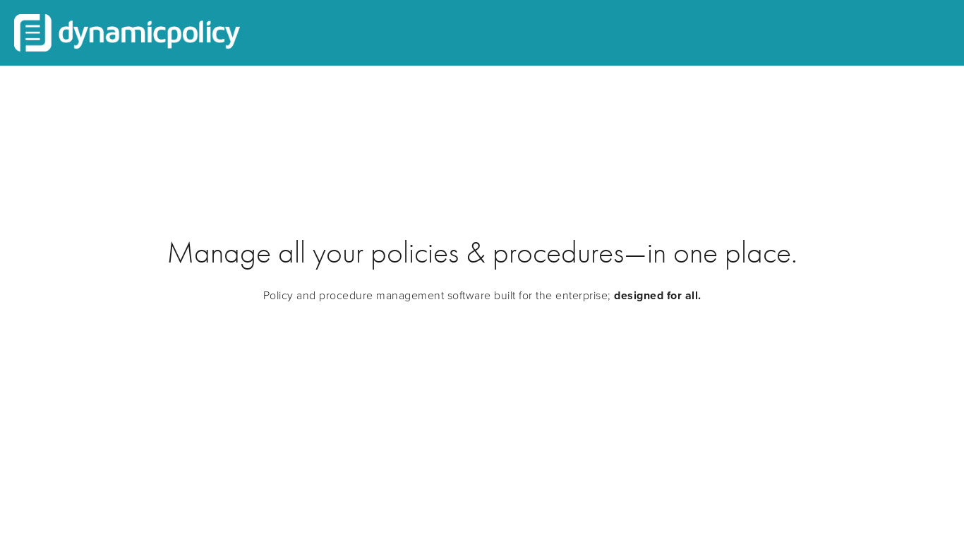 DynamicPolicy Landing page