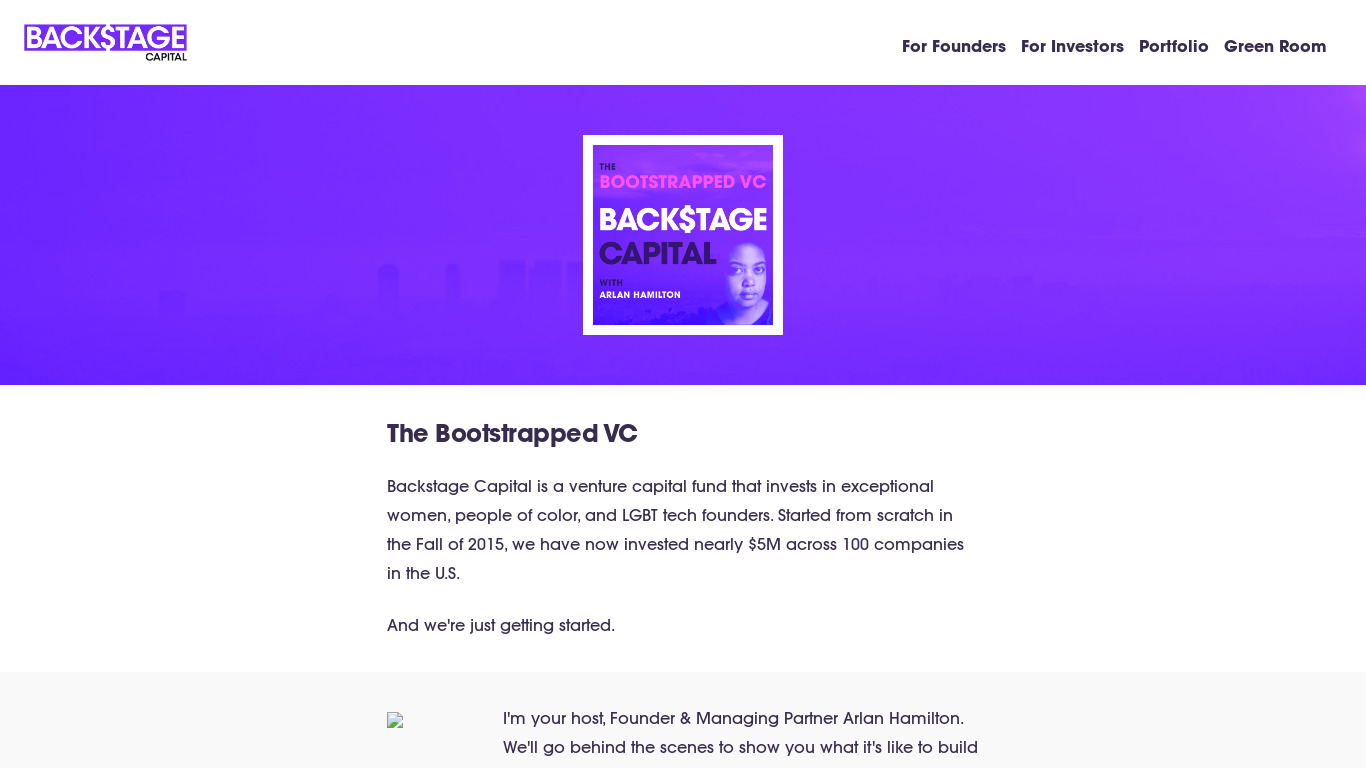 The Bootstrapped VC Landing page