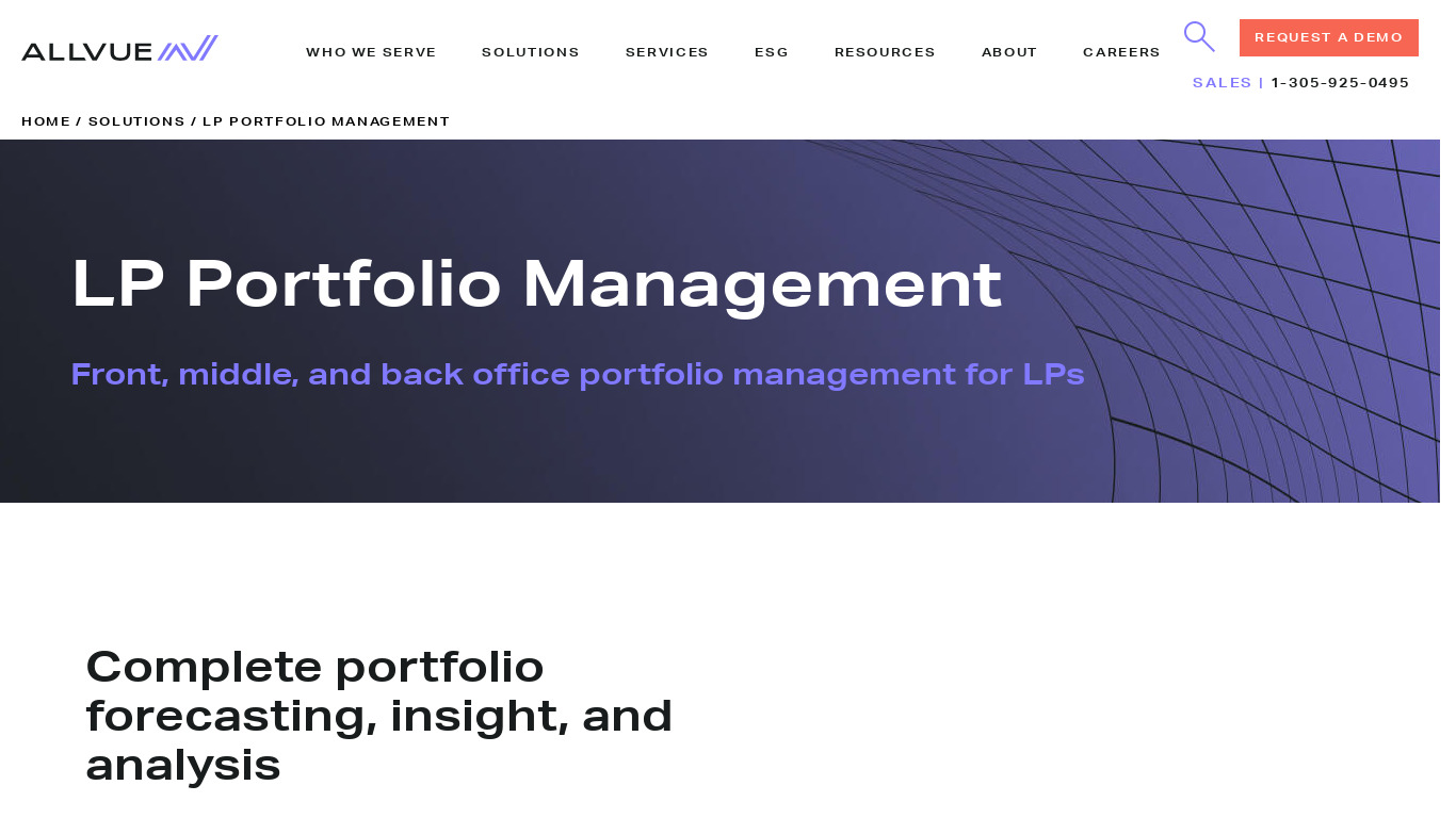 Allvue LP Portfolio Management Landing page